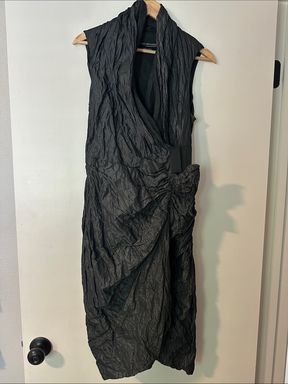 AllSaints Spitalfields Black Draped Textured Dress